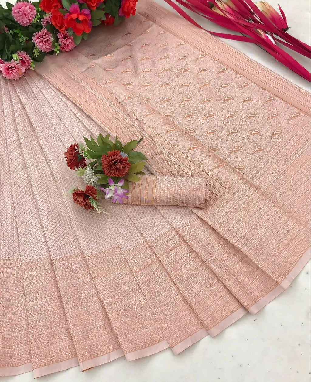 DEIANA'S Beautiful Designer Golden zari Soft Lichi Silk Saree - White | Grocsy
