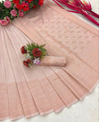 DEIANA'S Beautiful Designer Golden zari Soft Lichi Silk Saree - White | Grocsy