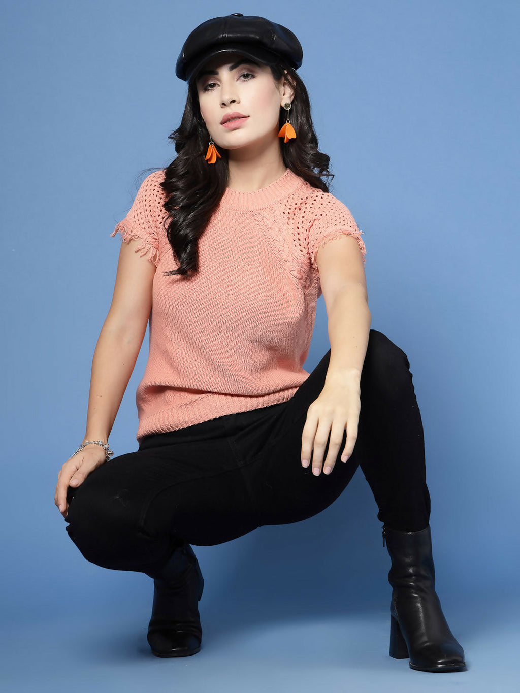 Women Winter Peach Cotton Pullover - Wool Trees | Grocsy