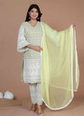 Miravan Women's Chikankari Embroidery Kurta And Palazzo With Dupatta | Grocsy