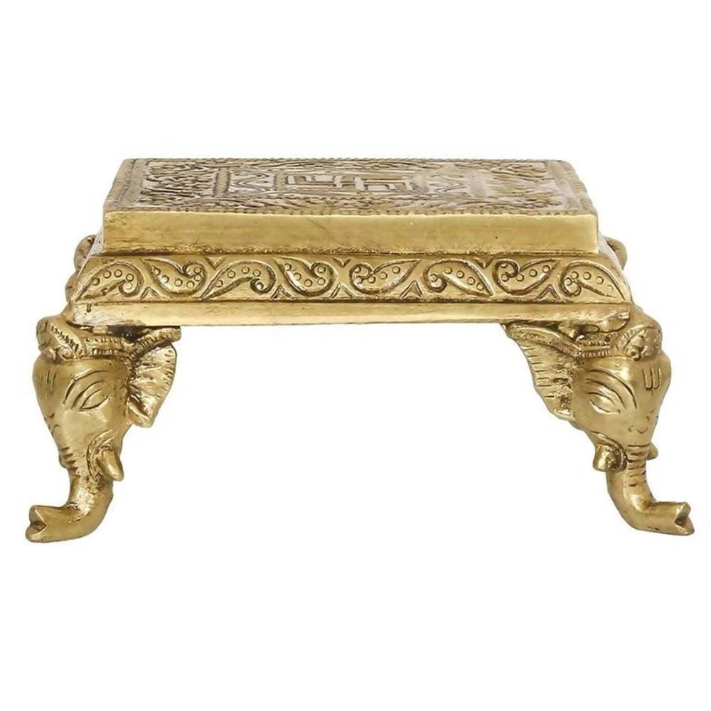 Puja N Pujari Elephant Design Brass Pooja Chowki | Grocsy