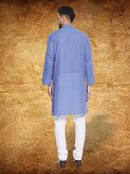 Even Apparels Men's Pure Cotton Blue Striped Kurta | Grocsy