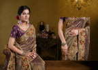 Wine Pure Banarasi Crush Pure Khatli work Designer Saree With Blouse. - Rajasvi | Grocsy