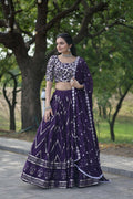 Vastranavya Faux Blooming With Sequins And Thread Embroidered Work Lehenga Choli With Dupatta - Purple | Grocsy