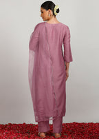 Aavyora Women’s Lavender Embroidered Kurta Set with Dupatta | Grocsy