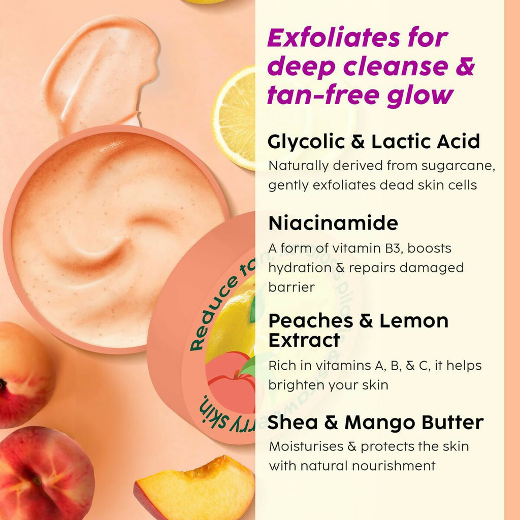 PLIX The Plant Fix Peaches & Lemon Detan Pair with Bump Eraser Body Scrub & SPF15 Body Lotion | Grocsy