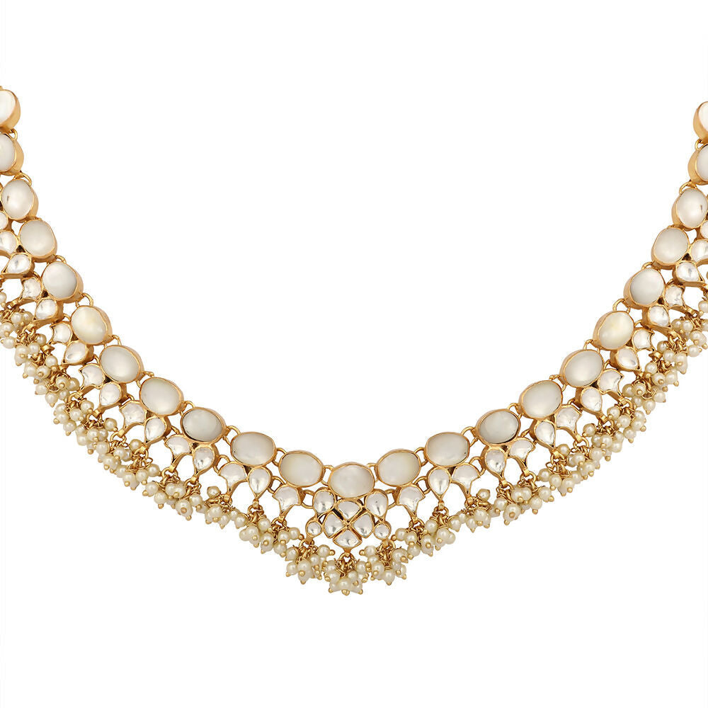 Nuyug 22K Gold Plated Ivory Dusk MOP Necklace | Grocsy