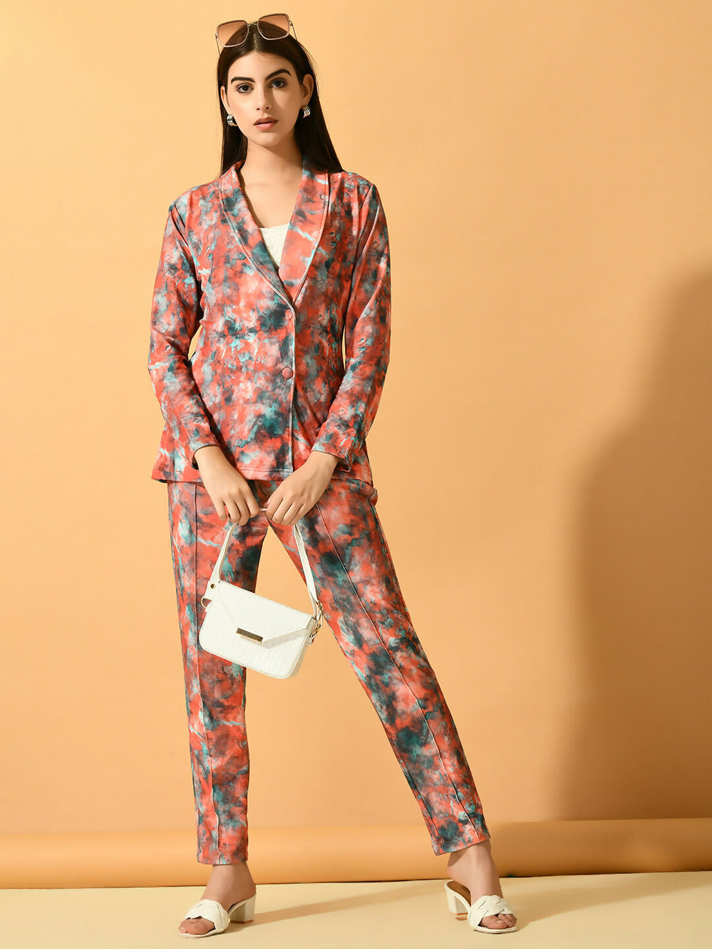 Myshka Women's Multi Printed Coat With Trousers | Grocsy