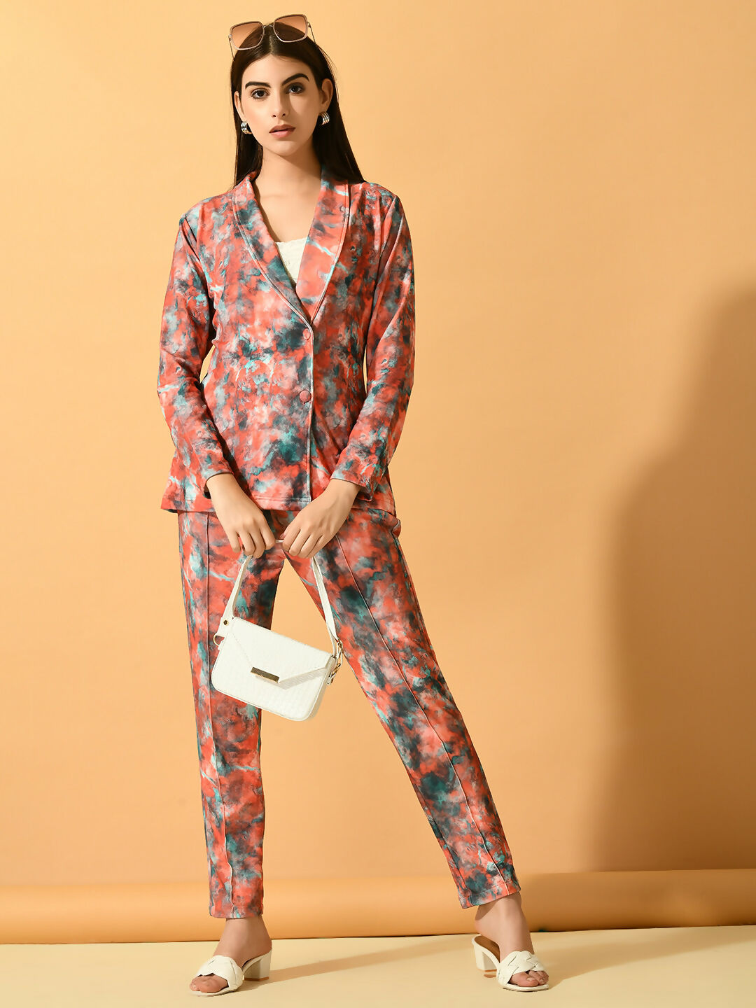 Myshka Women's Multi Printed Coat With Trousers | Grocsy