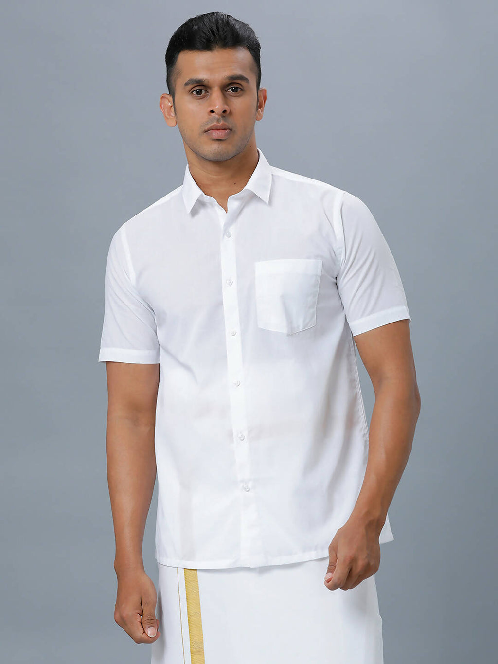 Ramraj Cotton Mens Half Sleeve Formal 100 % Cotton White Shirt | Grocsy