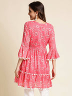 Pink Cotton Floral Printed Top - Himanshi | Grocsy