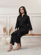 Joban Fashion Women's Black Cotton Dress With Button | Grocsy