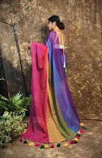 Exclusive Collection Beautiful Multi Pure Cotton Woven Handloom Saree With Running Blouse Piece | Grocsy