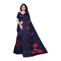Vamika Printed Jute Silk Blue Saree (Elisa Navy) | Grocsy