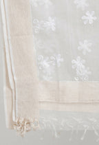 Mominos Fashion Moeza Women's Orgenza All Over Chikan Work White Dupatta | Grocsy