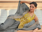 Anaita grey Chinon Readymade Shrug Suit with Heavy Embroidery Work | Grocsy