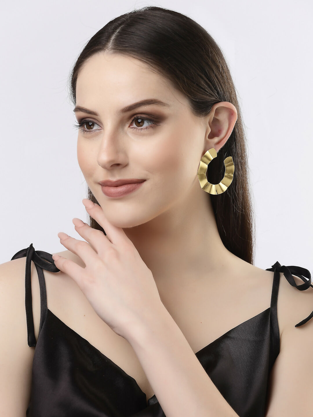 NVR Women Gold-Polished Contemporary Drop Earrings