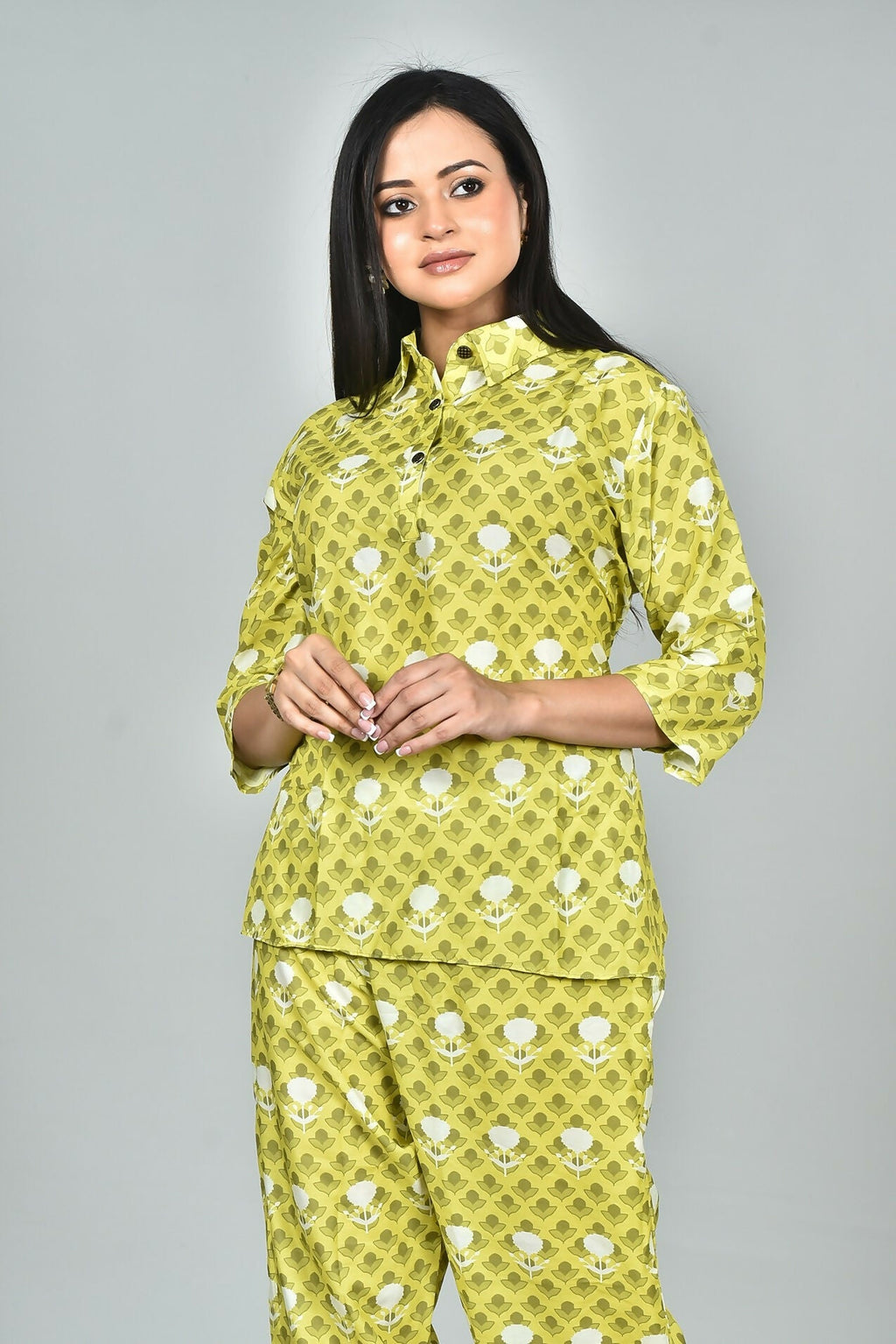 Morchari Digital Print Semi Muslin Co-Ord Set Top & Trouser-Multicolor | Grocsy
