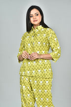 Morchari Digital Print Semi Muslin Co-Ord Set Top & Trouser-Multicolor | Grocsy