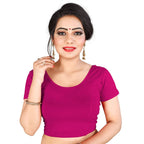Vamika Magenta Lycra Plain Blouse | Grocsy