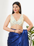 Joban Fashion Gold Sequins Padded Blouse With V Neck Sleeveless | Grocsy