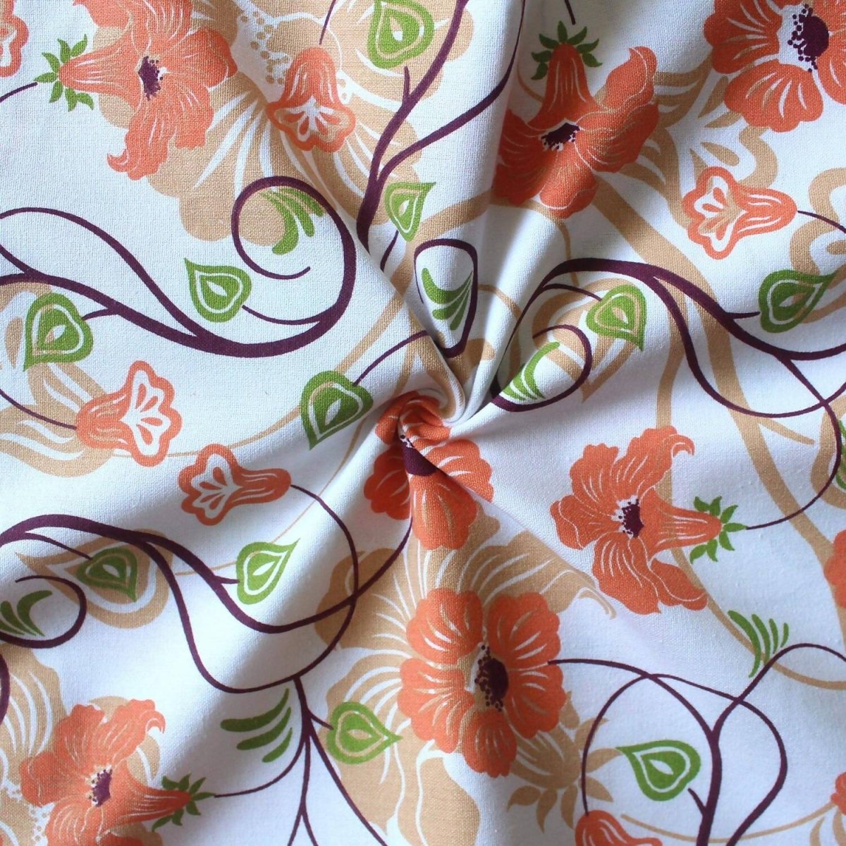 Airwill Cotton Floral Pattern 4 Seater Table Cloth - Orange | Grocsy