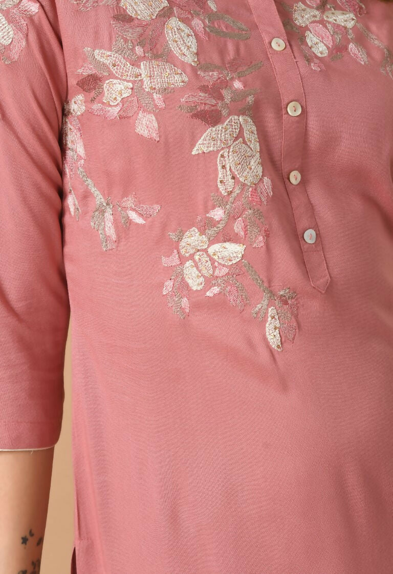 Joban Fashion Rose Gold Cotton Rayon Kurta Set | Grocsy