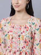 Myshka Women Multicoloured Printed Fit and Flare Ethnic Dress | Grocsy