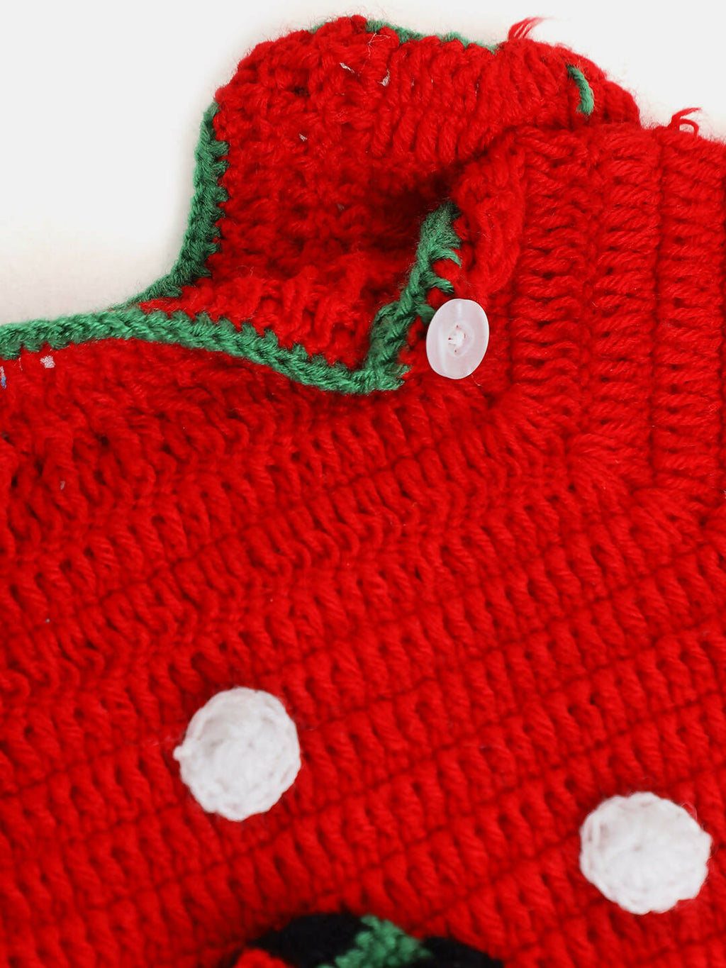 Chutput Kids Woollen Hand Knitted Full Sleeves Snowman Detail Sweater For Baby Boys With Cap - Red | Grocsy
