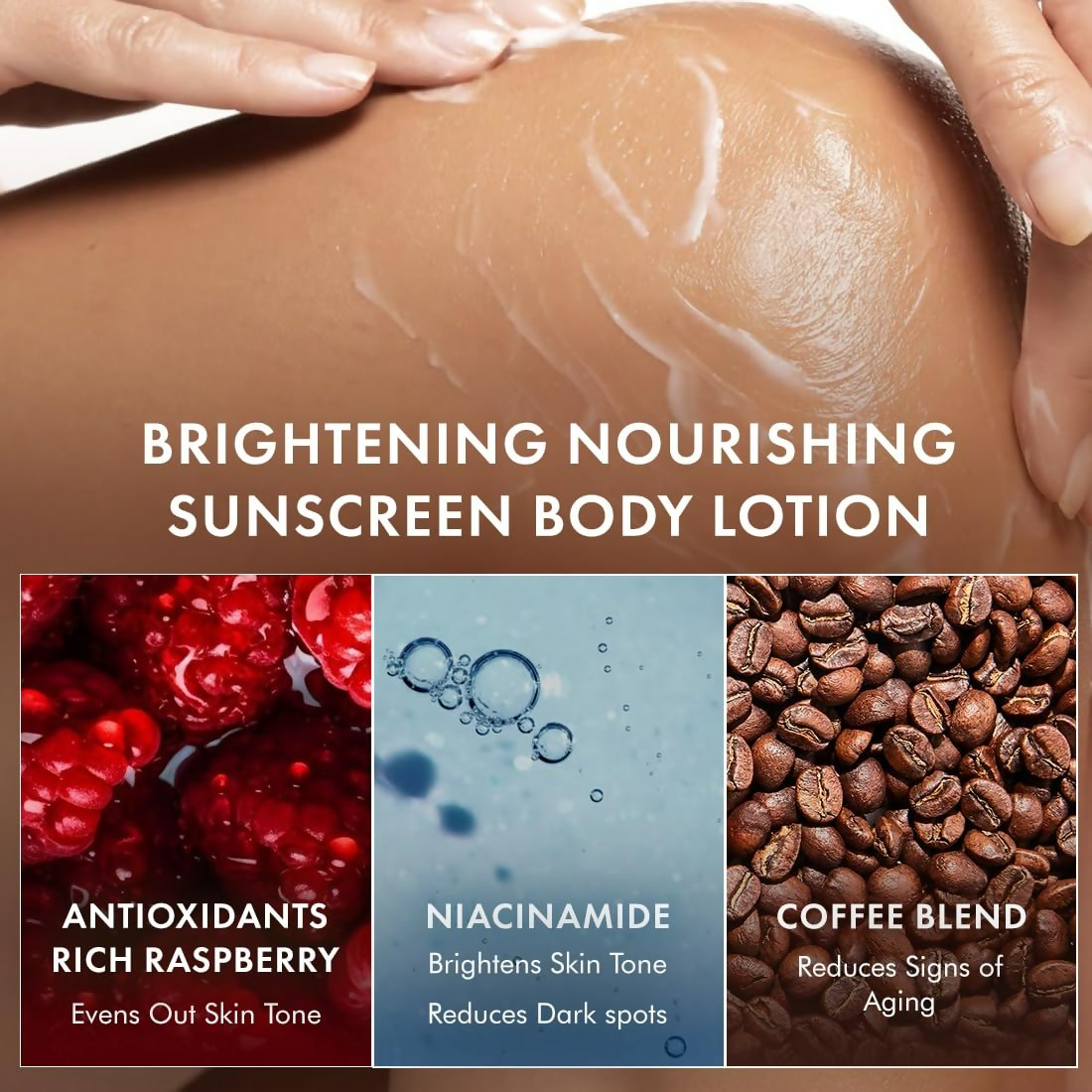 mcaffeine All Skin Brightening SPF 50 PA+++ Sunscreen Body Lotion & Wash Raspberry Combo Kit | Grocsy