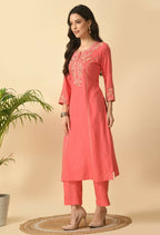 Joban Fashion Coral Cotton Rayon Kurta Set | Grocsy