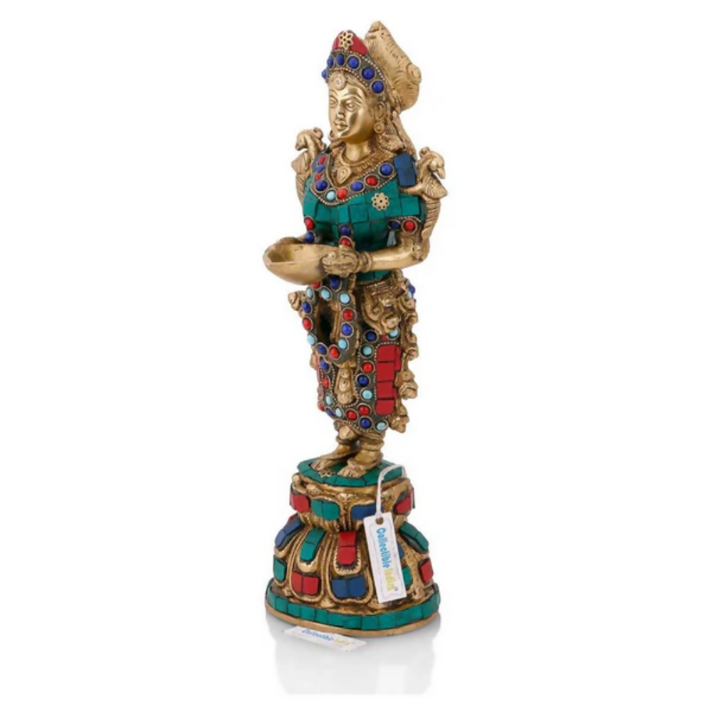 CraftVatika Beautiful Indian Lady Holding Diya Decorative Showpiece | Grocsy