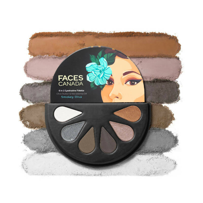Faces Canada 6 In 1 Eyeshadow Palette - Smokey Diva | Grocsy