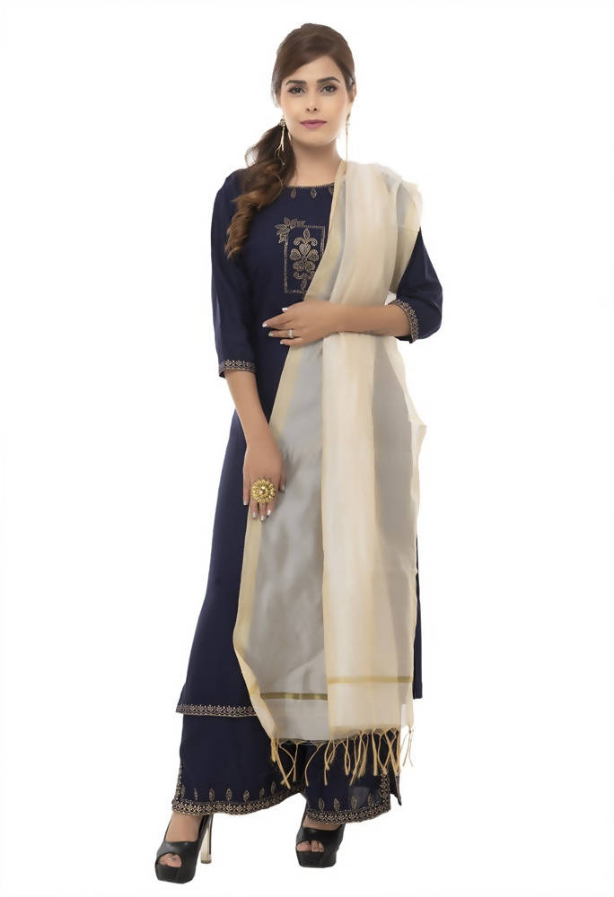 Mominos Fashion Light Golden Banarsi Piping Dupatta | Grocsy