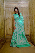 Partywear Designer Rama Jamdani contton Fancy Saree - Starwalk | Grocsy