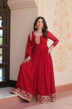Joban Fashion Maroon Georgette Sequence Embroidery Work Kurta Set | Grocsy