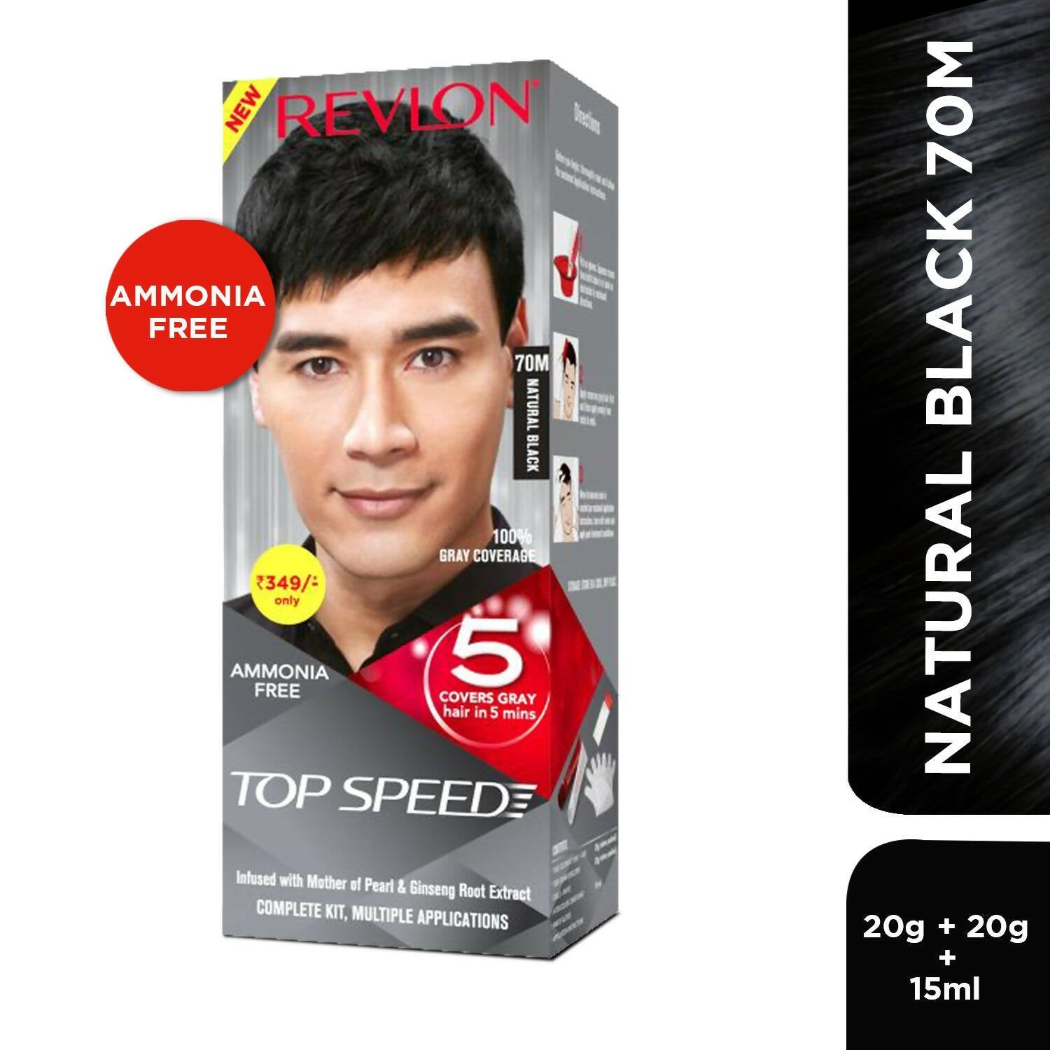 Revlon Top Speed Hair Color Small Pack Man - Natural Black 70m | Grocsy