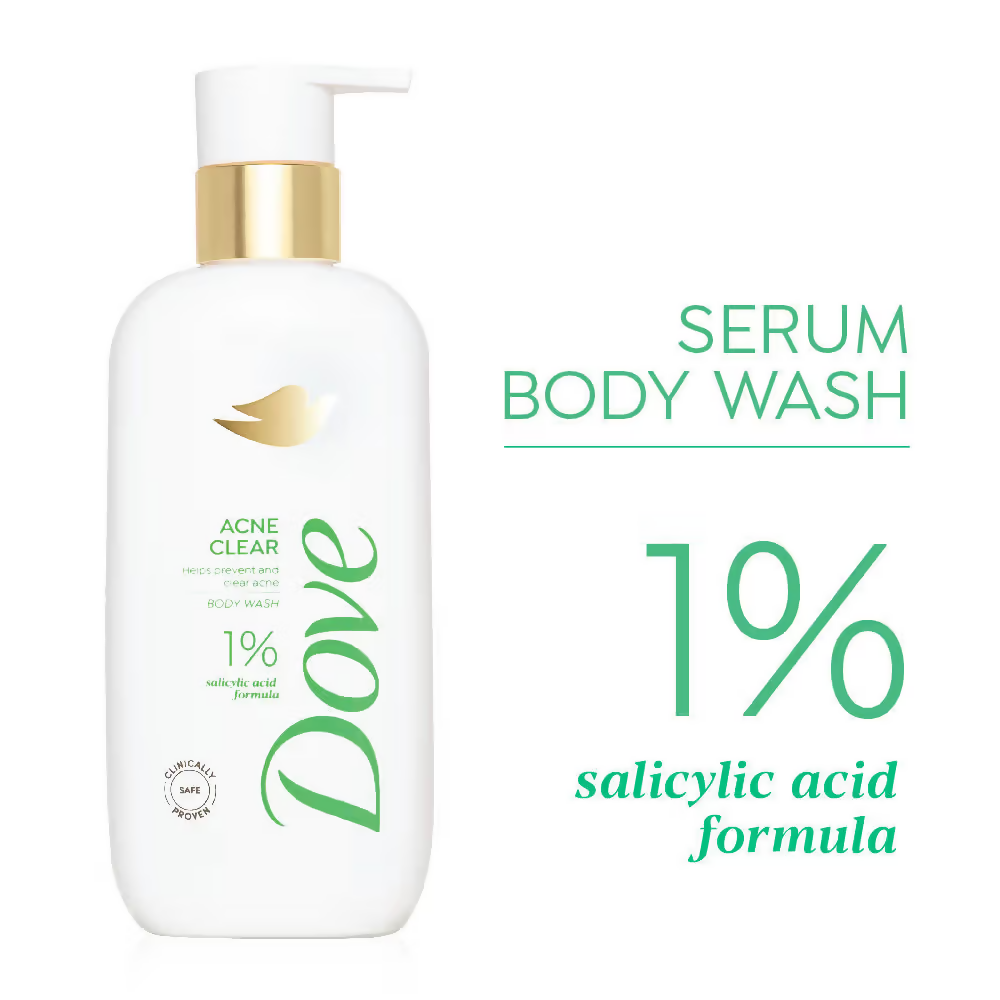 Dove Glow Recharge Exfoliating & Acne Clear Serum Body Wash Combo | Grocsy