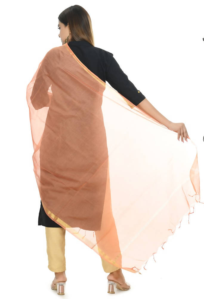 Mominos Fashion Peach Banarsi Piping Dupatta | Grocsy