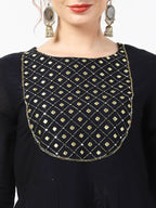 Cheera Embellished Party Wear Anarkali Dress with Dupatta - Black | Grocsy