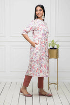 Myshka Women Cotton A-Line Round Neck Multi Floral Kurtas | Grocsy