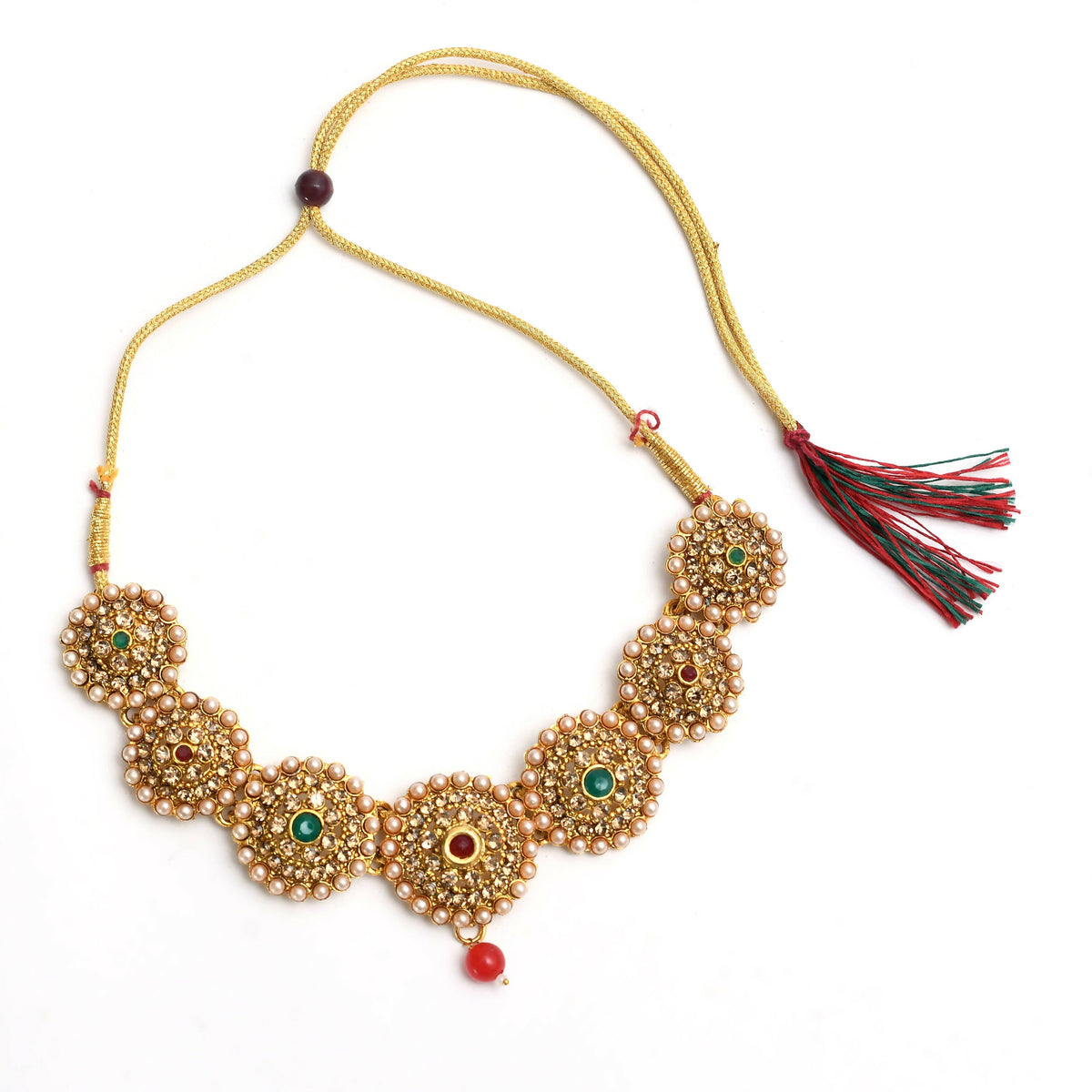 Mominos Fashion Johar Kamal Gold-Polished Brass Finish Kundan Choker For Women (Golden) | Grocsy
