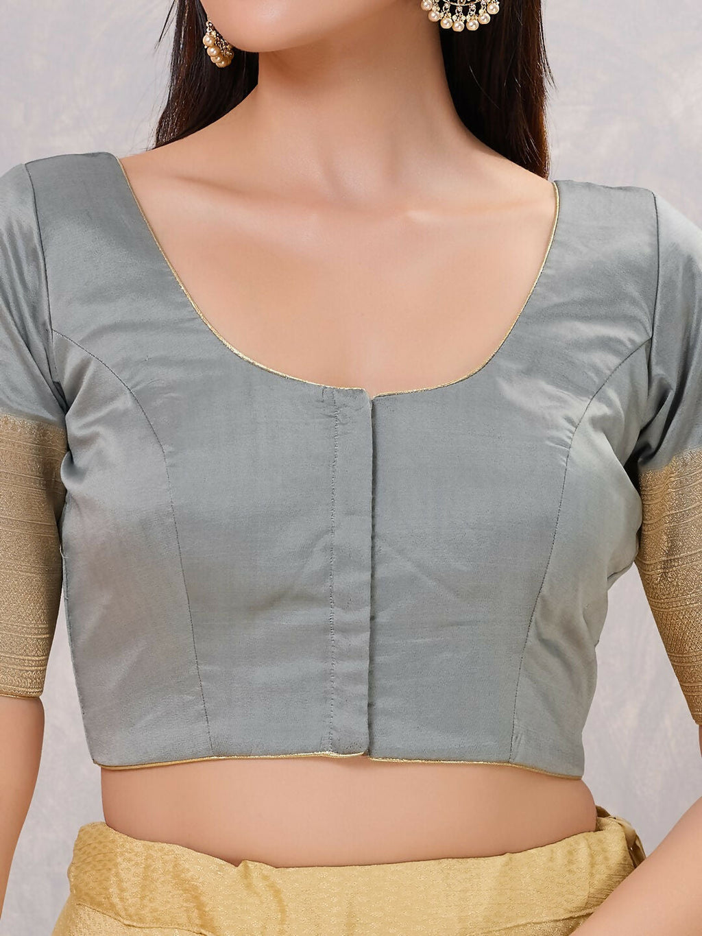 Joban Fashion Women Silk Grey Stitched Blouse | Grocsy