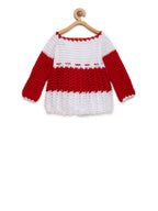 ChutPut Hand knitted Floral Crochet Wool Dress For Baby Girls - Red | Grocsy