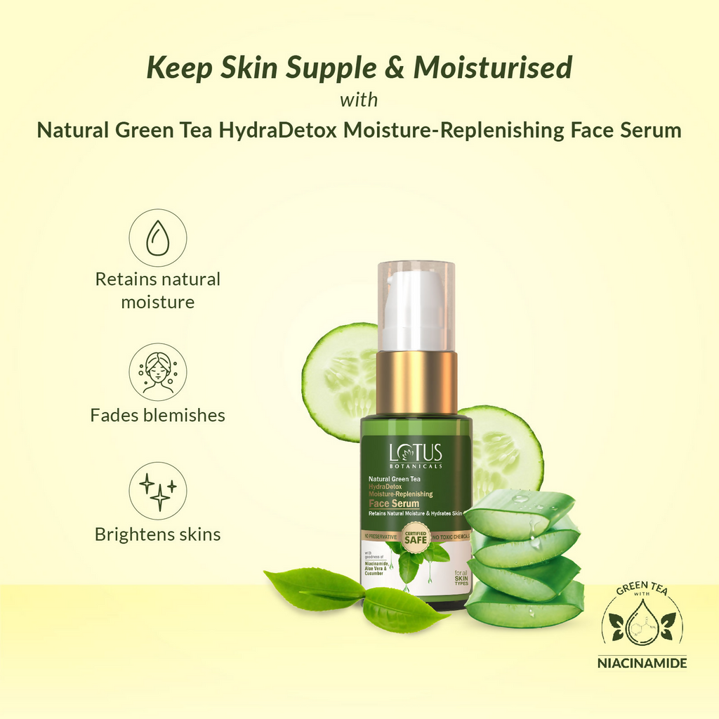Lotus Botanicals Natural Green Tea HydraDetox Moisture - Replenishing Face Serum | Grocsy