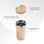 Milton Corral Thermosteel Insulated Coffee Mug Tumbler - 400ml (Cream) | Grocsy