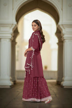 EthnicFestive Wear Premium Chinon Fabric Maroon Stitched Suit With Dupatta-Zeeya | Grocsy