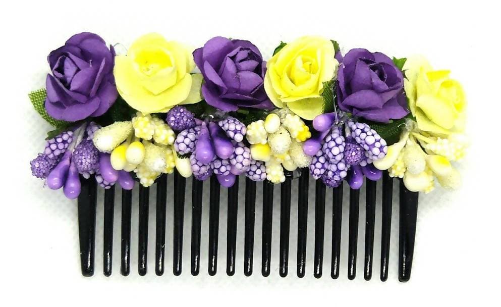 Yellow & Blue Flower Hair comb | Grocsy