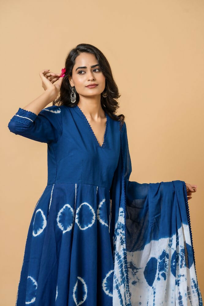 Joban Fashion Blue Tie & Dye Cotton Suit Set | Grocsy