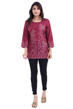 Snehal Creations Magenta Faux Crepe Short Kurti Tunic Top | Grocsy